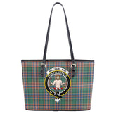 MacFarlane Hunting Ancient Tartan Crest Leather Tote Bag